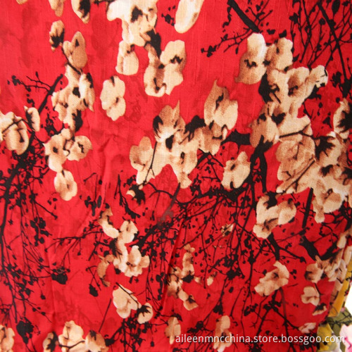 viscose rayon reactive print with slub affection